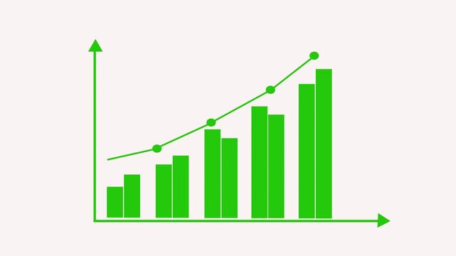 Professional Business Growth Animation with a Bar Chart Displaying Increasing Profits and Market Expansion