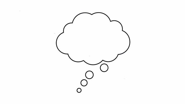 Blank Thought Bubble Icon Simple Line Art.