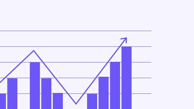 Financial Growth Graph Animation Featuring a Dynamic Bar Chart with Upward Trajectory and Increased Earnings