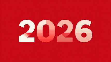 Gradient 2026 Text on Red Background