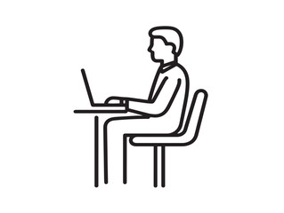 Professional workaholic icon in clean minimal line art