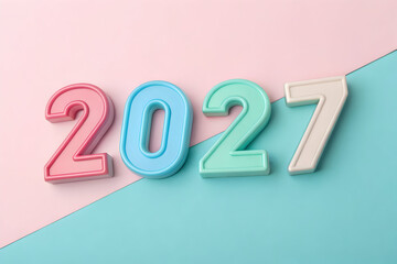 2027 Pastel Gradient Typography with Soft 3D Effect