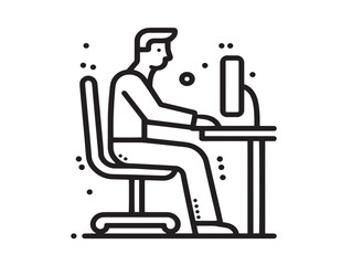 Minimalist line icon representing hardworking professional life
