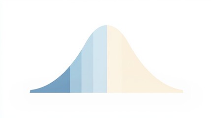 A smooth, stylized bell curve representing statistical distribution, divided into light and dark blue sections