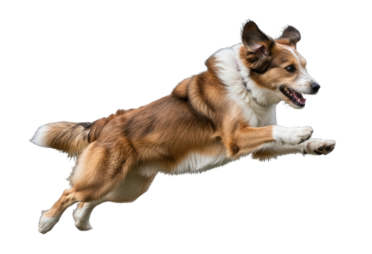 Happy Dog Jumping transparent bg, cutout PNG