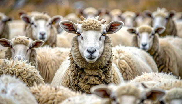 oveja blanca al frente de su reba&ntilde;o como s&iacute;mbolo de liderazgo, confianza y uni&oacute;n, record&aacute;ndo la importancia de la gu&iacute;a serena y la fuerza de avanzar juntos hacia un mismo destino