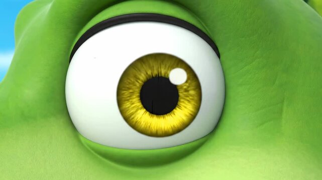 Close Up Of A Cartoon Monster Eye With Different Iris Colors.