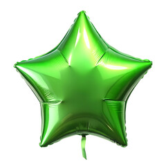 Green Star Shaped Foil Balloon on Black Background isolated