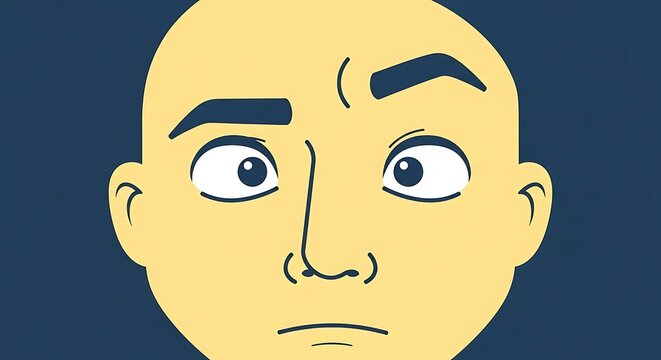 Mans face with suspicious look.