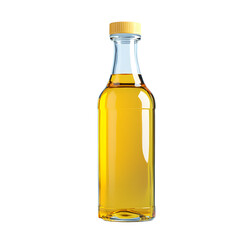 Vibrant Full Bottle of Golden Yellow Cooking Oil on a Light Background