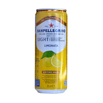 Sanpellegrino italian Sparkling drink in 33cl can isolated
