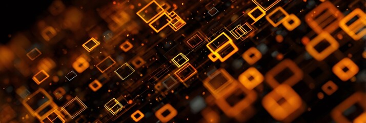 Orange glowing digital data connecting abstract technology network