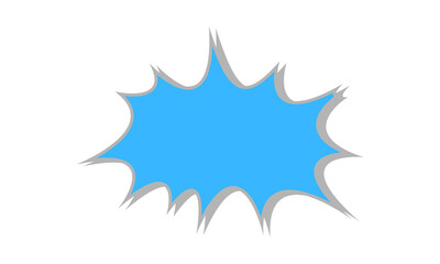 Bright blue explosive speech bubble icon with sharp edges for comics and design isolated on transparent background