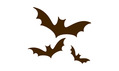 Spooky halloween orange bats flying silhouettes for festive decorations and designs isolated on transparent background