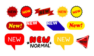 Collection of vibrant new product labels and badges for marketing and promotions isolated on transparent background