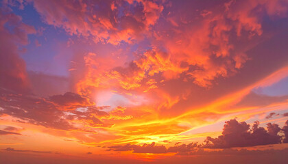 Vibrant Sunset Sky with Colorful Clouds