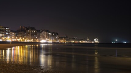 Obraz premium Night Urban Landscapes: City Skyline Lights, River Reflections & Panoramic Cityscape Views