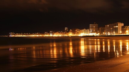 Fototapeta premium Night Urban Landscapes: City Skyline Lights, River Reflections & Panoramic Cityscape Views