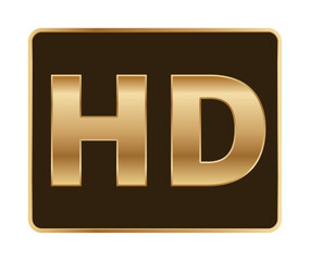 Bold hd letters on brown background with gold gradient effect.
