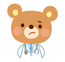 クマのお医者さん　困った表情　悩む