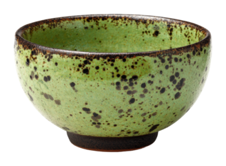 Traditional green bowl displaying unique texture in artistic isolated on transparent background