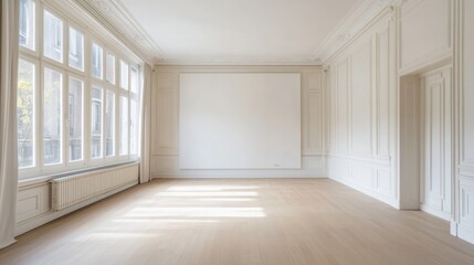 Serene Empty Room with Large Windows and White Walls