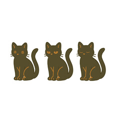 Black Cat Clipart Set - Cute Cartoon Cats in Different Expressions