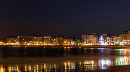 Obraz premium Night Urban Landscapes: City Skyline Lights, River Reflections & Panoramic Cityscape Views