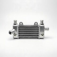 Fototapeta premium Professional modern aluminum oil cooler for performance vehicles, enhancing engine efficiency and durability in custom builds