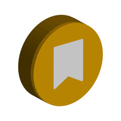 Isometric bookmark icon. Save tag graphic. Three dimensional symbol. Vector web illustration.