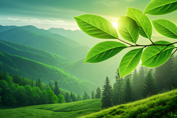 Green gradient abstract background with fresh nature tones, glowing blends