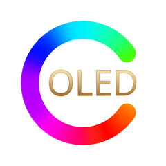 Colorful circular oled logo design featuring gradient spectrum.