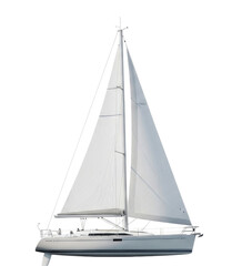 Modern White Sailboat transparent bg, cutout PNG