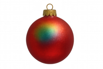 Red christmas ornament with rainbow gradient for festive season celebration, transparent background