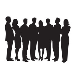 Business people silhouettes, group of standing business men and women

