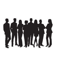 Business people silhouettes, group of standing business men and women

