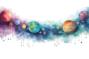 Fototapeta premium Universe space painting planet.
