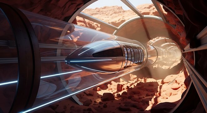 Futuristic Martian train.