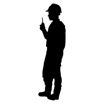 Silhouette Various Poses of Construction Worker Illustration Graphics