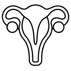 Uterus black silhouette icon line airt vactor outline Illustrations on white background.
