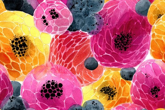 Fabric texture seamless pattern background Microscopic Cell Patterns Scientific yet stylish with enlarged colorful cell structures for STEM-loving kids