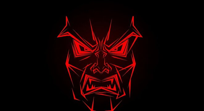 Red Devil Face Outline.