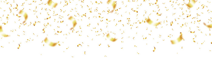 Vector golden confetti PNG. Confetti falling from above on an isolated transparent background. Suitable for Christmas or holiday scenes.
