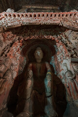 Obraz premium ancient buddhist grottoes art and mural in Yungang Grottoes, China