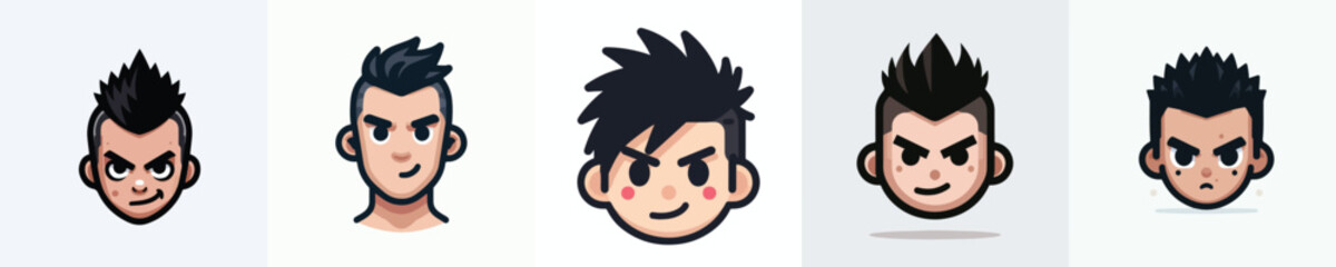vector avatar of a person with b;ack colored mohawk hair