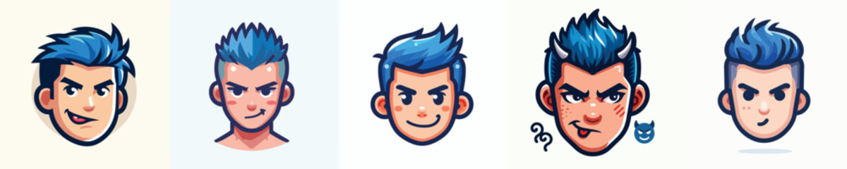 vector avatar of a person with blue colored mohawk hair