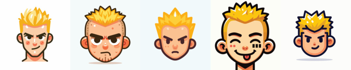 vector avatar of a person with yellow colored mohawk hair