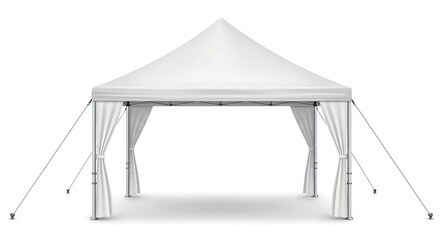 White Event Tent with Awning and Curtains