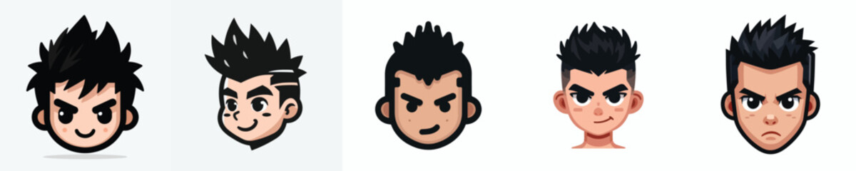 vector avatar of a person with colored black mohawk hair
