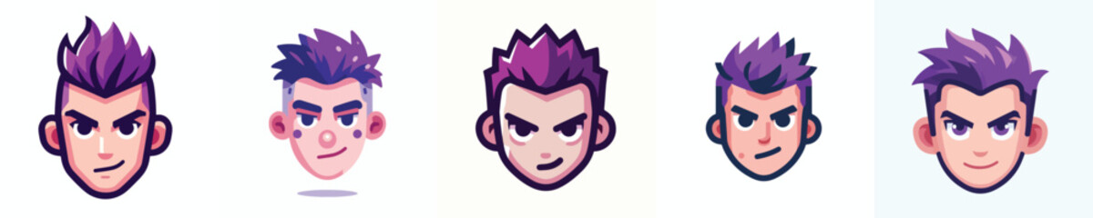 vector avatar of a person with colored purple mohawk hair